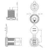 Charger USB-A 2x, built-in, 5V, 4.2A MY1248
