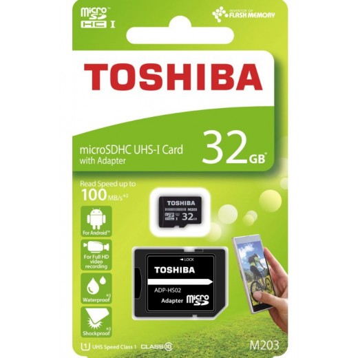 TOSHIBA micro SDHC 32GB memory card including adapter