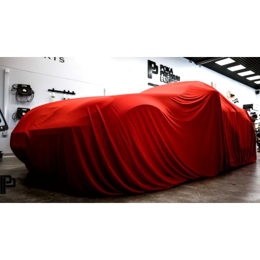 Car cover Poka Premium Equipment Premium quality car cover red with welt - Hatchback / Sedan