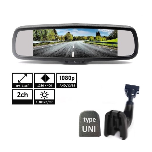 AHD Monitor 7" in the mirror, with holder and glass base TFT MIRROR7 AHD