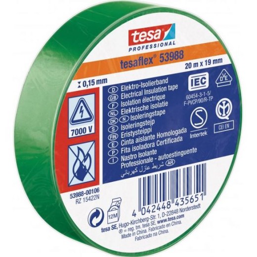 Insulating tape Tesa 53988 PVC 19/20 green