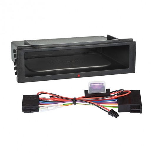 Inbay® QI charger in the shelf under the 1DIN radio