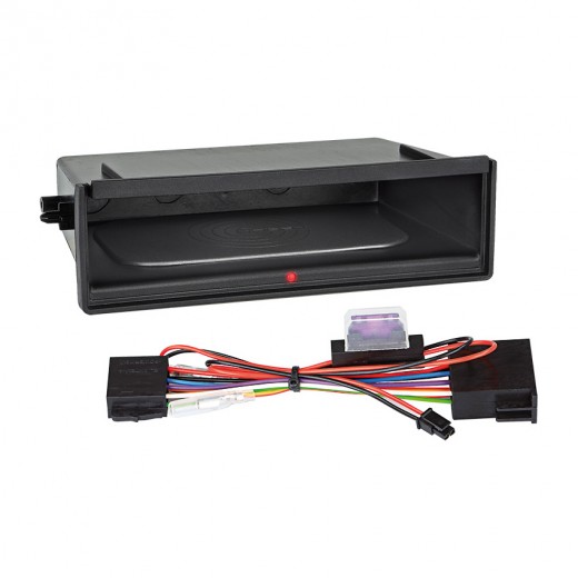 Inbay® QI charger in the shelf under the 1DIN radio